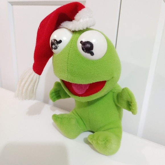 Muppet Babies Santa Hat Kermit Plush Doll Vintage 1987 Christmas Henson - Picture 4 of 10